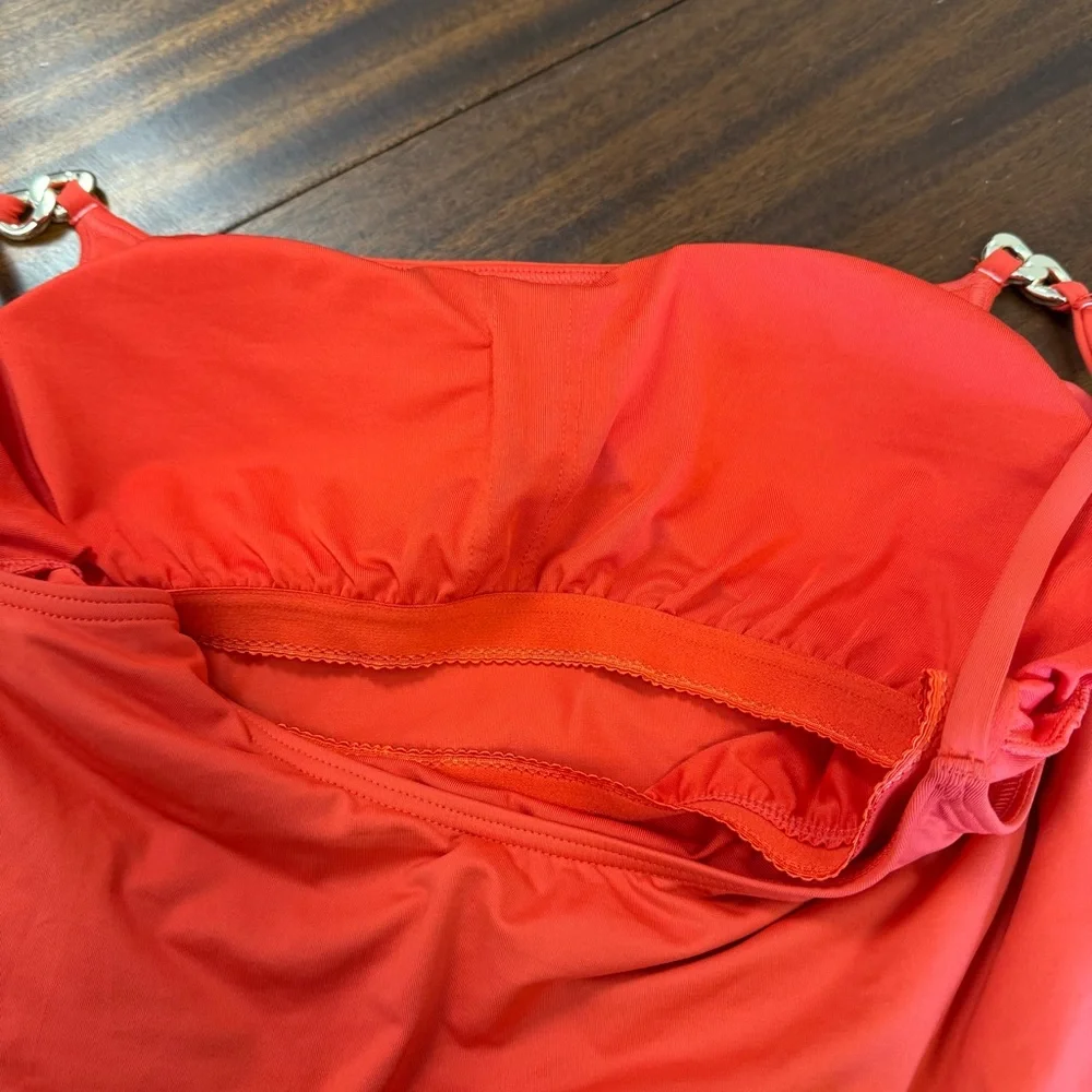 Michael‎ Kors Terracotta Orange Tiered Swimwear Tankini Set Bathing Suit Size XS